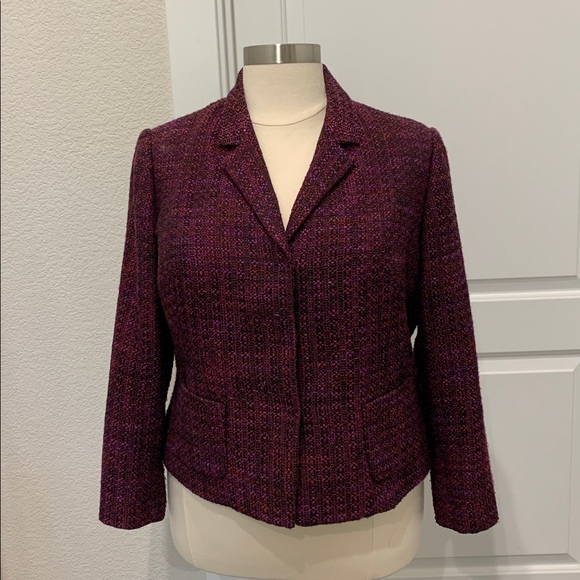 Tahari Magenta Tweed Jacket - Picture 1 of 8